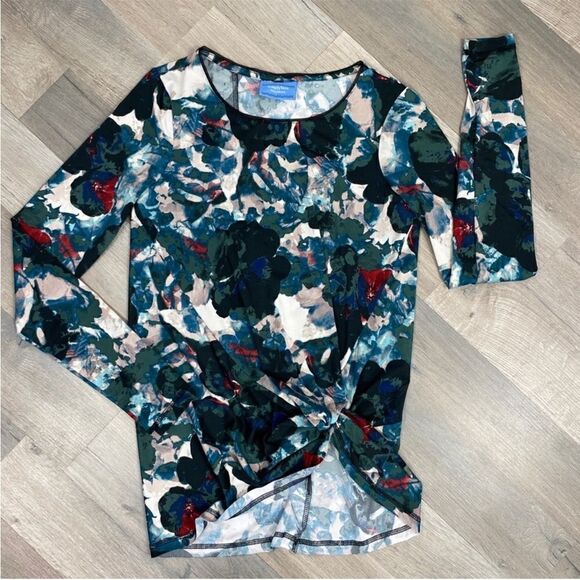 Simply Vera Vera Wang Watercolor Twist Front‎ Shirt Teal Green Small - Picture 12 of 12